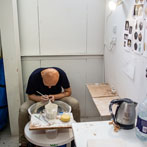 Yuta Segawa working in his studio in London 2019